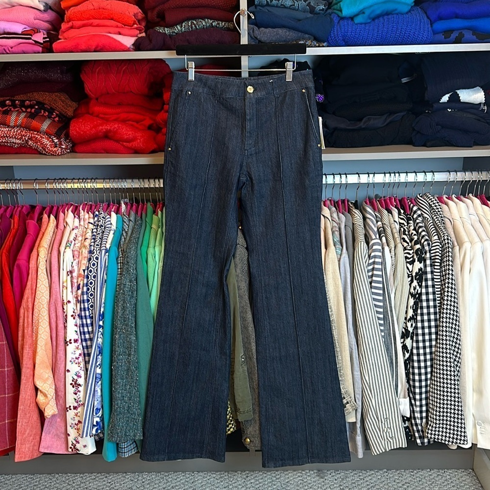 Michael Kors dark blue front seam flare jeans size 6 NWT